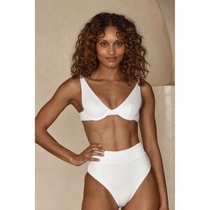 Monday Swimwear Formentera Petite White Sand Crinkle Bikini Top Underwire